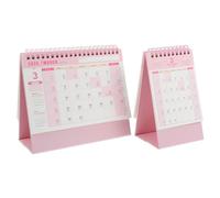 UTHCLO 2pcs Monthly Desk Calendar Pink Tent Flip Stand Desktop Planner for Office School Twin Wire Binding Easy Page Flip Compact Tabletop Management Organizer