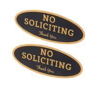 UTHCLO 2pcs No Soliciting Sign No Salesmen Sign Acrylic Self-adhesive Visible from A Distance Elegant Style Golden Colour for Outdoor Business Use