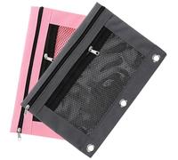UTHCLO 2pcs Oxford Cloth Detachable Binder Pencil Pouch Zipper Pen Case for School Office Travel with Transparent File Storage for Documents and Stationery