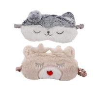 UTHCLO 2Pcs Plush Animal Sleep Mask Soft Cozy Dog Deer Eye Cover for Comfortable Washable Blindfold for Travel Naps Stress Relief and Total Light Blocking