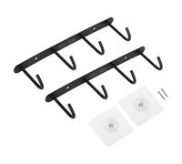UTHCLO 2pcs Punch Free Hooks Bathroom Hanger Multifunction Hanger Stainless Steel Four-Hooks Sturdy Easy to Install Modern Design for Home and Hotels