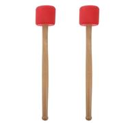 UTHCLO 2pcs Red Drum Mallets Sticks with Wood Handles Big Drum Hammer Percussion Instrument Accessories for Band Practice and Live Performances