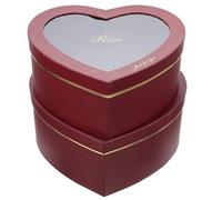UTHCLO 2Pcs Red Heart-Shaped Flower Boxes with Window, Soap Flower Packaging Box Set for Valentine’S Day Wrapping and Floral Arrangements