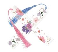 UTHCLO 2Pcs Reusable Resin Bookmarks with Tassels of Handmade Dried Flower Bookmarks for Students and Book Lovers Unique Vintage Style Reading Accessories to Enhance Interest Purple Light