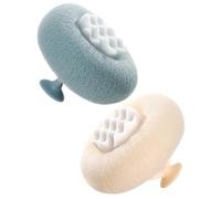UTHCLO 2pcs Shower Loofah Bath Balls with Rich Foaming Soft Nylon Material Skin Scrubbers for Exfoliating Skin on Neck and Shoulders Comfortable Household Bathing Puff in Beige and Blue