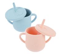 UTHCLO 2pcs Silicone Straw Cups Spill Sippy Trainer Cups for Independent Hydration and Water Training