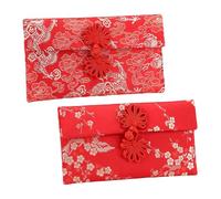 UTHCLO 2Pcs Silk Red Envelopes with Chinese Knot Embroidery, Chinese Style Money Packets for Lunar New Year and Wedding, Traditional Lucky Money Envelopes for Spring Festival