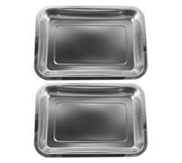 UTHCLO 2pcs Stainless Steel Cat Litter Box Deep Metal Pan with High Sides 32x22x4.8cm Odor-resistant Non-stick Corner Tray for Cats and Small Pets