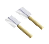 UTHCLO 2Pcs Stainless Steel Pet Grooming Comb with Polished Teeth for Dogs and Cats Comfortable Massaging Dematting Tool Removes Tangles Knots Loose Hair Dander and Dirt