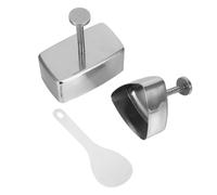 UTHCLO 2pcs Stainless Steel Rice Ball Maker Mold Set with Rice Scoop Triangle and Rectangle Shapes for Sushi and Lunch Bento Preparation