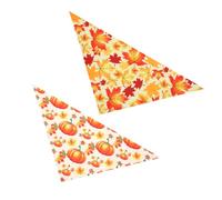 UTHCLO 2PCS Thanksgiving Pet Drool Towels Triangular Scarfs for Dogs and Cats Polyester Breathable Fabric with Turkey and Maple Leaf Prints Festive Pet Accessories for Holiday Charm