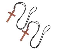 UTHCLO 2Pcs Unisex Catholic Wooden Cross Necklace Gentle Skin-friendly Crucifix Pendant for Religious Ceremonies Everyday Faith Display Church Gatherings and Prayer Accessories