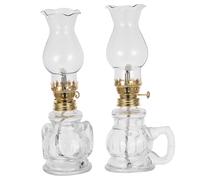 UTHCLO 2pcs Vintage Glass Kerosene Oil Lamps with Adjustable Wick and Stable Base, Classic Rustic Decorative Camping Lights for Backyard Gatherings and Small Rooms