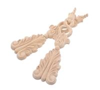 UTHCLO 2pcs Wood Carved Applique Onlays Unpainted Ornate Flower Decorative Trim for Furniture Cabinets Doors Solid Wood Classic Style DIY Home Decor