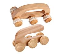 UTHCLO 2pcs Wooden Foot Massager Roller for Deep Muscle Relief Manual Six-Wheel Back and Foot Massage Tool for Plantar Fascia and Stress Relaxation at Home and Travel
