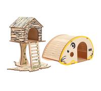 UTHCLO 2pcs Wooden Hamster House Pet Play with Climbing and Sleeping Nest Features for Small Animal Pets