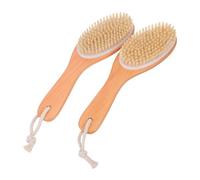 UTHCLO 2pcs Wooden Handle Massage Bath Brush with Soft Bristles for Gentle Exfoliation Large Head Body Scrubber for Shower and Bath Durable Spa Cleansing Brush for Smooth Skin