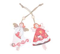UTHCLO 2pcs Wooden Hanging Pendant Christmas Angel Decor Double-sided Painted Design for New Year's Eve Party or Wall Decoration