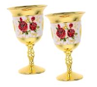 UTHCLO 2pcs Zinc Alloy Embossed Metal Wine Goblet Vintage Palace Style Small Cup with Artistic Patterns for Party Celebration Home Decor