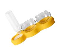 UTHCLO 3-in-1 Cat Feeder with Double Raised Bowls and Automatic Water Dispenser Yellow Plastic Cat Feeding Station for Dry Food and Fresh Water and Kittens