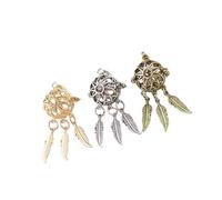 UTHCLO 3 Pcs Copper Hollow Out Round Pendant Cases for Solid Essential Oil Holders with Hanging Leaf Charms DIY Necklace Accessories Mixed Colors Aromatherapy Container Gifts for Women