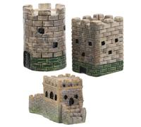 UTHCLO 3 Pcs Resin Sand Table Resin European Castle Decorations Vintage round Fortress Square Castle Models Realistic Miniature Landscape for Landscape Designs