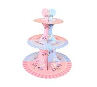 UTHCLO 3 Tier Gender Reveal Cupcake Stand Cardboard Dessert Tower Easy Assemble Cake Display Rack Multi-Layer Serving Platter for Baby Shower and Birthday Party