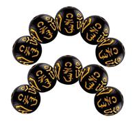 UTHCLO 300pcs Tibetan Buddhist Om Charms Black Beads for DIY Jewelry Making Necklace Bracelet Accessories for Protection and Fortune Crafting