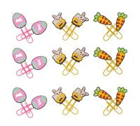 UTHCLO 30pcs Easter Bunny Paper Clips Set - PVC Bunny, Carrot, and Egg Shape Decorative Bookmarks - Cute Page Markers for School, Office, and Easter Party Favors