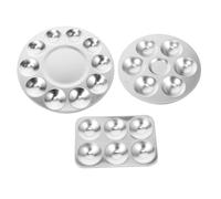 UTHCLO 3Pcs Aluminum Art Painting Palettes Lightweight Portable Paint Mixing Trays with Round Square Wells for Watercolor Acrylic DIY Craft School Workshop