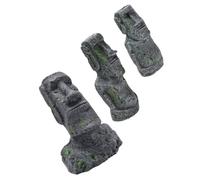 UTHCLO 3pcs Aquarium Moai Statues Resin Moai Decoration Realistic Design Not Polluting Water Quality 8.65 X 5.50 X 3.54 Inch for Decorating Shelf Fish Tank Aquarium