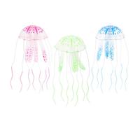 UTHCLO 3pcs Fluorescent Aquarium Jellyfish Decoration, Small Realistic Jellyfish Figurines in Pink Green Blue, Floating Marine Animal Ornaments for Fish Tank Decoration