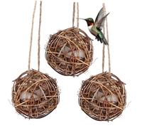 UTHCLO 3pcs Hummingbird Nesting Material Set 8cm Spherical outside Roosting Pocket Bird Nest for Outdoor Indoor Garden Bird Watching Enthusiasts