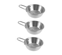 UTHCLO 3pcs Korean Wine Bowls Stainless Steel with Handle Traditional Rice Wine Soup Dish for Home Restaurant Party Polished Silver Finish