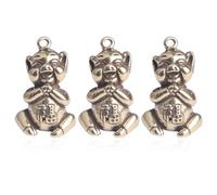 UTHCLO 3pcs Miniature Brass Pig Statues Vintage Animal Ornaments Desktop Pendants Small Space-Saving Feng Shui Charms for Home and Keychains