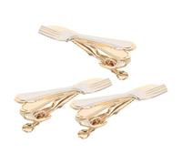 UTHCLO 3pcs Novelty Brass Tie Clip for Men 1.97 Inch Fork and Knife Shape, Compact Design Prevents Shifting or Slipping, for Outdoor Events and Business Trips, Unique Groomsmen Accessory