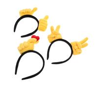 UTHCLO 3pcs Novelty Hand Gesture Headbands Soft Stuffed Thumb Up Victory Heart Signs Accessories for Adults Comfortable Fit Birthday Halloween Christmas Party Props