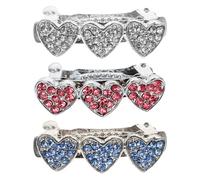 UTHCLO 3pcs Pet Barrettes Heart Pet Hairpins Practical Easy to DIY Hairstyle Alloy Rhinestone Design Elegant Lovely Sweet Puppy Accessory