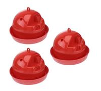 UTHCLO 3pcs Red Plastic Chicken Water Drinker with Feeding Bowl for Poultry and Pets, Safe and Easy to Use Automatic Waterer Suitable for Farm and Commerce Chicken Poultry Farms
