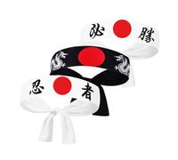 UTHCLO 3pcs Samurai Tie Back Headbands Japanese Bandana Sweatbands for Karate Training Birthday Party Decorations Cooking Sports Costume Accessories