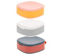 UTHCLO 3pcs Small Portable Medicine Organizers with Sealed Flip Lids, Plastic Compact Pill Boxes in Blue, Pink, and Grey for Travel and Daily Medication Storage