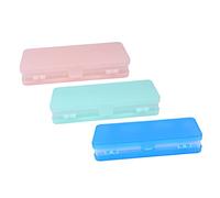 UTHCLO 3pcs Translucent Pen Box Double Sided Capacity Pencil Cases for Students Multi Functional Storage Organizer Blue Green Pink and White