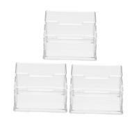 UTHCLO 3pcs Transparent Desktop Business Card Holder Stand Plastic Organizer with Large Capacity for Office Exhibition Conference Table Front Desk Use