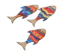 UTHCLO 3pcs Tropical Fish Wood Wall Hanging Decor Coastal Nautical Wooden Plaques Rustic Ocean Theme Sculptures for Home Living Room Bedroom Patio