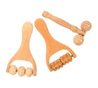 UTHCLO 3pcs Wooden Massage Roller Ergonomic Handheld Back Neck Foot Massager for Muscle Relief Smooth Surface Portable for Home Office Travel