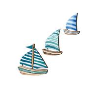 UTHCLO 3pcs Wooden Sailboat Wall Decorations Handcrafted Nautical Coastal Home Decor Ornaments for Beach House Lake House and Mediterranean Style Interiors
