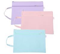 UTHCLO 3pcs Zipper Document Pouches Large Spacious Oxford Cloth Zipper Pouch Bags with Rope Ring on Assorted Colour for Organizing Documents and Newspapers