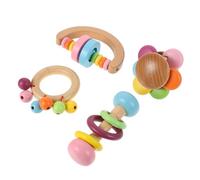 UTHCLO 4 Pcs Parrot Chewing Wooden Dumbbell Bird Bite with Leather Rope Safe Pet Cage Hanging for Parakeets Love Birds Conures Training