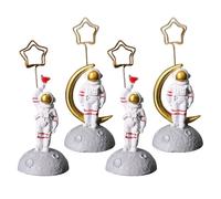 UTHCLO 4 Pcs Resin Astronaut Shape Memo Clips and Business Card Holders with Break Resistance, Cute Desk Accessories for Home Decor and Office Desktop Ornament Random Color