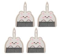 UTHCLO 4 Sets Portable Mini Broom and Dustpan Lightweight Plastic Sweeper for Tabletop Crumb Cleanup Space-Saving Compact Design for Kitchen Office Small Spaces Adorable Rabbit Style